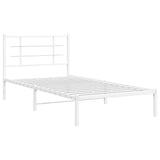 Metal Bed Frame without Mattress with Headboard White 107x203 cm King Single - Side View