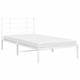 Metal Bed Frame without Mattress with Headboard White 107x203 cm King Single - Top-Down View