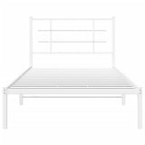 Metal Bed Frame without Mattress with Headboard White 107x203 cm King Single
