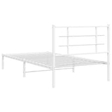 Metal Bed Frame without Mattress with Headboard White 107x203 cm King Single - Close-Up Angle