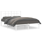 Metal Bed Frame without Mattress with Headboard White 135x190 cm - Front View