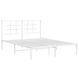 Metal Bed Frame without Mattress with Headboard White 135x190 cm - Side View