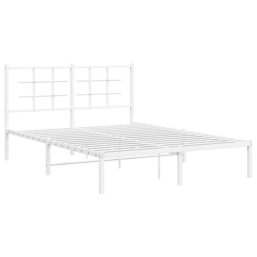 Metal Bed Frame without Mattress with Headboard White 135x190 cm