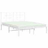 Metal Bed Frame without Mattress with Headboard White 135x190 cm - Top-Down View