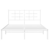 Metal Bed Frame without Mattress with Headboard White 135x190 cm - 45-Degree Angle