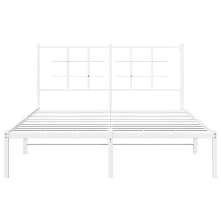 Metal Bed Frame without Mattress with Headboard White 135x190 cm