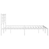 Metal Bed Frame without Mattress with Headboard White 135x190 cm - Rear View