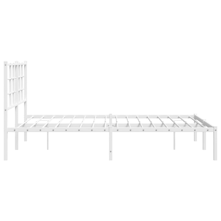 Metal Bed Frame without Mattress with Headboard White 135x190 cm