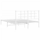 Metal Bed Frame without Mattress with Headboard White 135x190 cm - Close-Up Angle