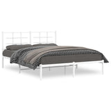 Metal Bed Frame without Mattress with Headboard White 150x200 cm