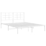 Metal Bed Frame without Mattress with Headboard White 150x200 cm