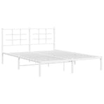 Metal Bed Frame without Mattress with Headboard White 150x200 cm