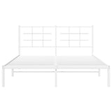 Metal Bed Frame without Mattress with Headboard White 150x200 cm - 45-Degree Angle