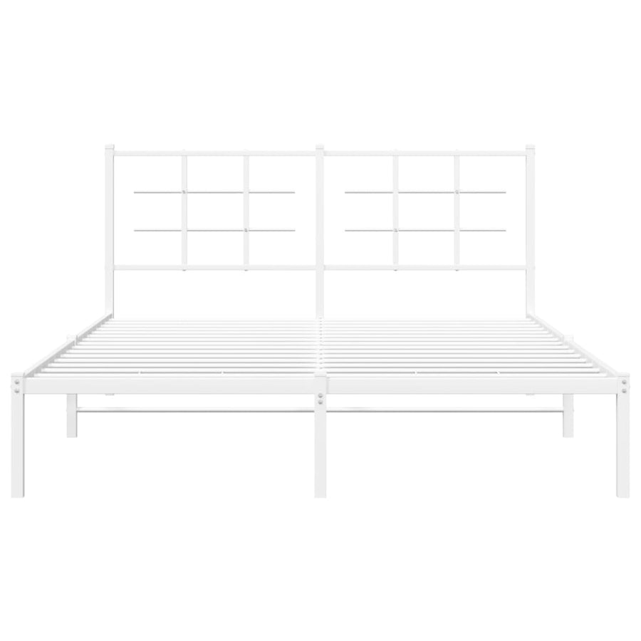 Metal Bed Frame without Mattress with Headboard White 150x200 cm