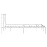 Metal Bed Frame without Mattress with Headboard White 150x200 cm - Rear View