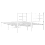 Metal Bed Frame without Mattress with Headboard White 150x200 cm - Close-Up Angle