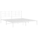 Metal Bed Frame without Mattress with Headboard White 183x203 cm King - Side View
