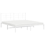 Metal Bed Frame without Mattress with Headboard White 183x203 cm King - Top-Down View