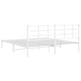 Metal Bed Frame without Mattress with Headboard White 183x203 cm King - Close-Up Angle