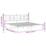 Metal Bed Frame without Mattress with Headboard White 183x203 cm King - Extra Image