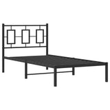 Metal Bed Frame without Mattress with Headboard Black 90x190 cm - Side View