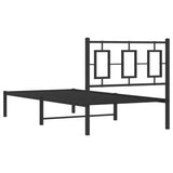 Metal Bed Frame without Mattress with Headboard Black 90x190 cm - Close-Up Angle