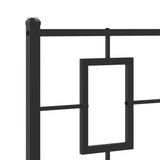 Metal Bed Frame without Mattress with Headboard Black 90x190 cm - Low Angle