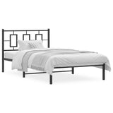 Metal Bed Frame without Mattress with Headboard Black 107x203 cm King Single - Front View
