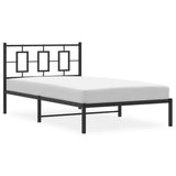 Metal Bed Frame without Mattress with Headboard Black 107x203 cm King Single - Top-Down View