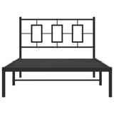 Metal Bed Frame without Mattress with Headboard Black 107x203 cm King Single