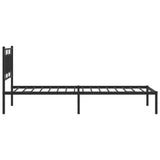 Metal Bed Frame without Mattress with Headboard Black 107x203 cm King Single - Rear View