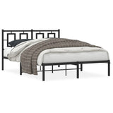 Metal Bed Frame without Mattress with Headboard Black 135x190 cm - Front View