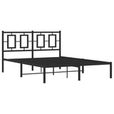 Metal Bed Frame without Mattress with Headboard Black 135x190 cm - Side View