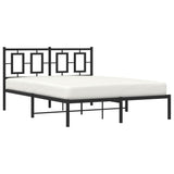 Metal Bed Frame without Mattress with Headboard Black 135x190 cm