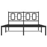 Metal Bed Frame without Mattress with Headboard Black 135x190 cm - 45-Degree Angle