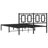 Metal Bed Frame without Mattress with Headboard Black 135x190 cm - Close-Up Angle