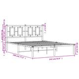 Metal Bed Frame without Mattress with Headboard Black 135x190 cm - Extra Image