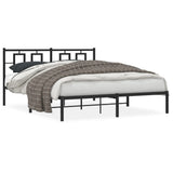 Metal Bed Frame without Mattress with Headboard Black 150x200 cm