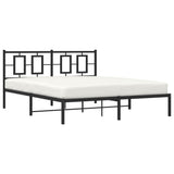 Metal Bed Frame without Mattress with Headboard Black 150x200 cm - Top-Down View