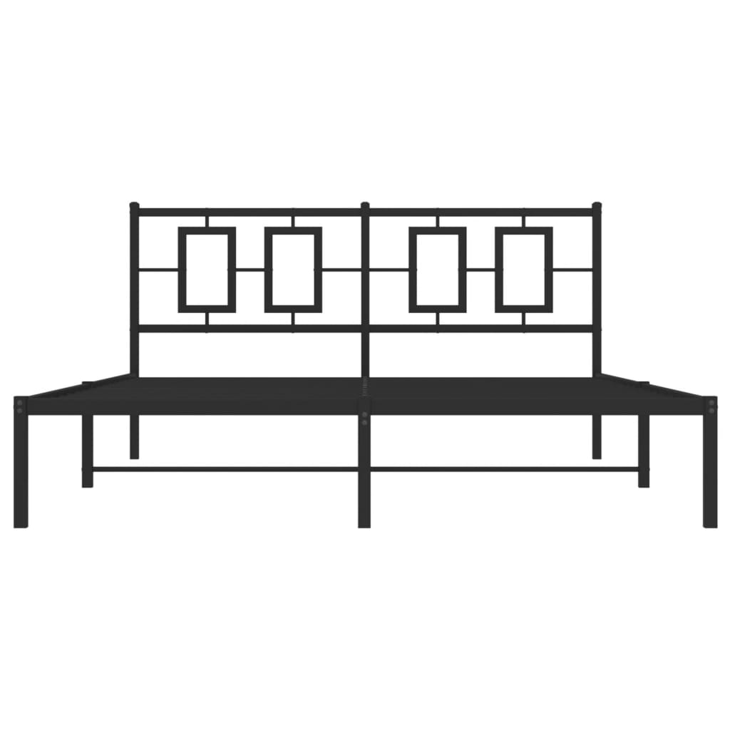 Metal Bed Frame without Mattress with Headboard Black 150x200 cm