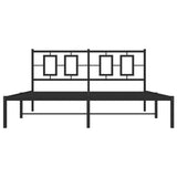 Metal Bed Frame without Mattress with Headboard Black 150x200 cm