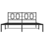 Metal Bed Frame without Mattress with Headboard Black 150x200 cm