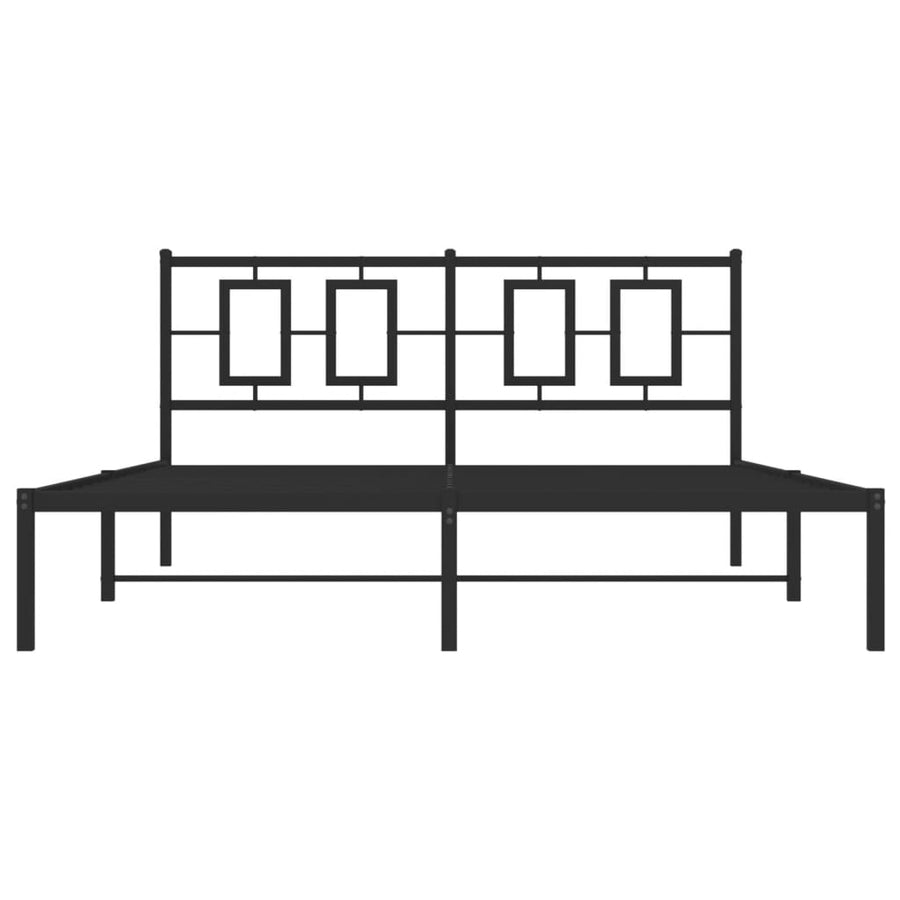 Metal Bed Frame without Mattress with Headboard Black 150x200 cm