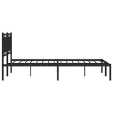 Metal Bed Frame without Mattress with Headboard Black 150x200 cm - Rear View