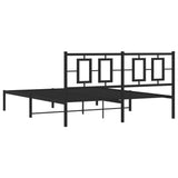 Metal Bed Frame without Mattress with Headboard Black 150x200 cm - Close-Up Angle