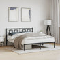 Metal Bed Frame without Mattress with Headboard Black 150x200 cm