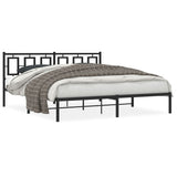Metal Bed Frame without Mattress with Headboard Black 183x203 cm King - Front View