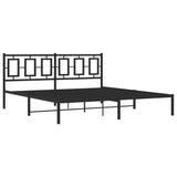 Metal Bed Frame without Mattress with Headboard Black 183x203 cm King - Side View