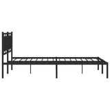 Metal Bed Frame without Mattress with Headboard Black 183x203 cm King - Rear View