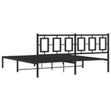 Metal Bed Frame without Mattress with Headboard Black 183x203 cm King - Close-Up Angle